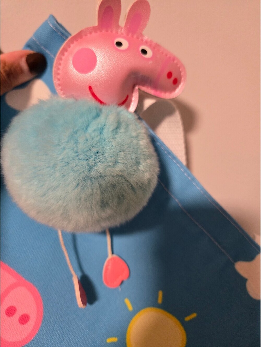 Dulami Peppa Pig Light Blue Pom Pom Bag Charm Keychain